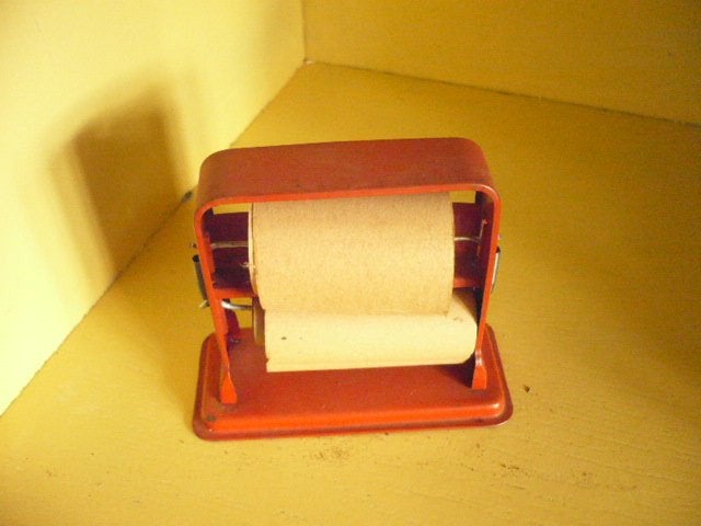 Mie18>>oude blikken papier rol houder, Ophalen of Verzenden