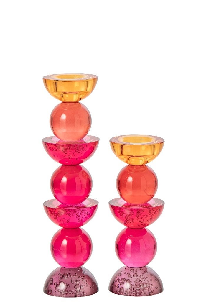 J-Line glazen gekleurde Kandelaars 21 cm en 30 cm, Meerkleurig, Overige merken, Nieuw, Ophalen of Verzenden