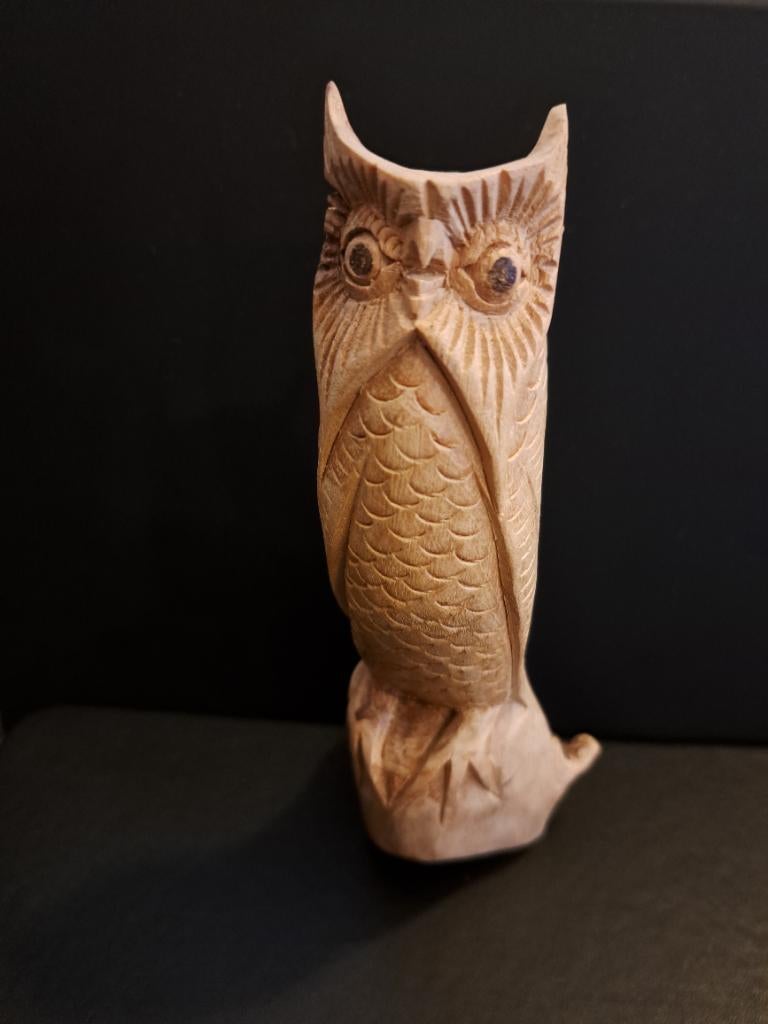Houten uil in art deco stijl 15 cm hoog, Antiek en Kunst, Ophalen of Verzenden