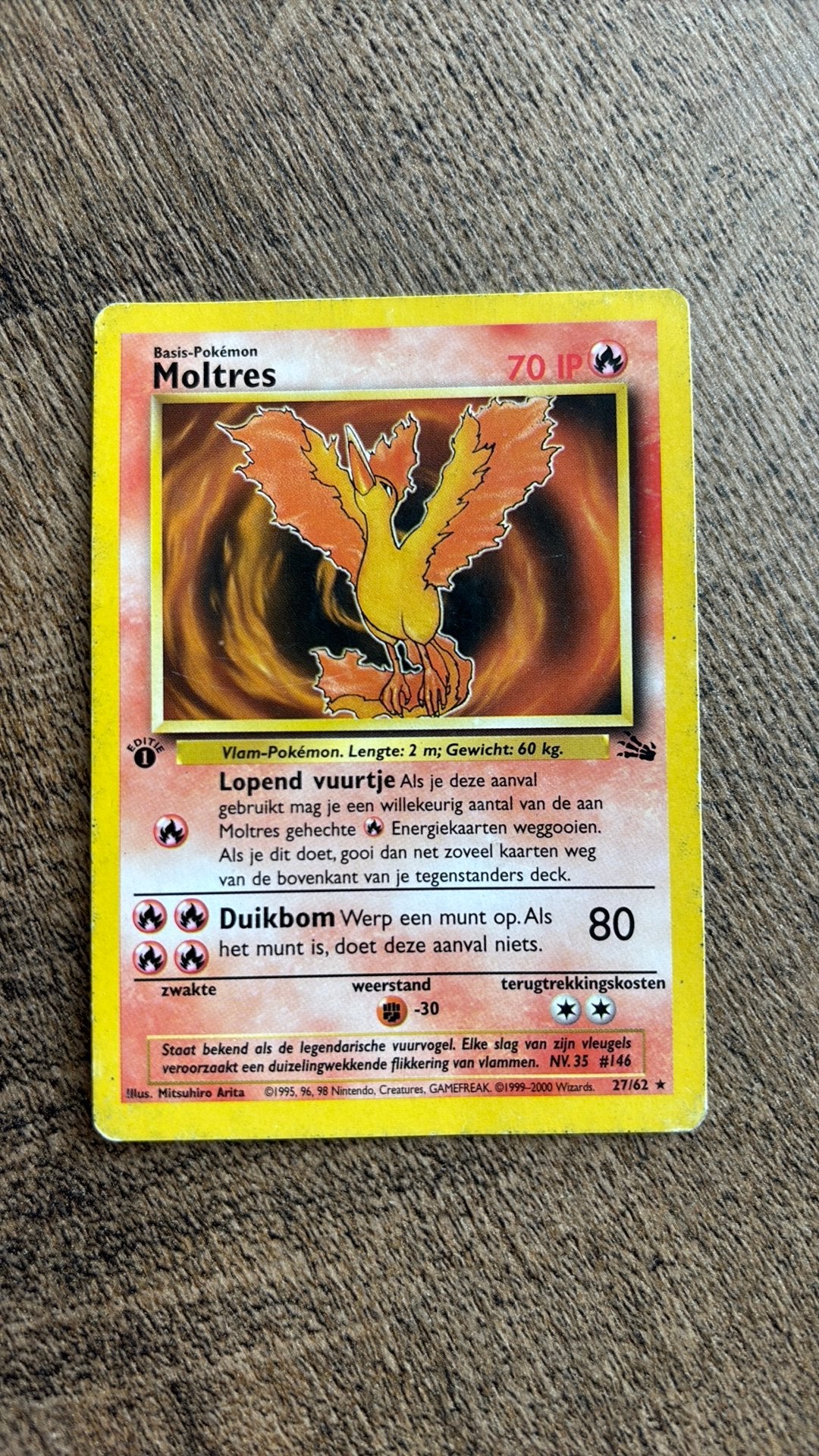 Pokemon kaarten - Moltres 27/62 - First edition, Ophalen of Verzenden, Zo goed als nieuw