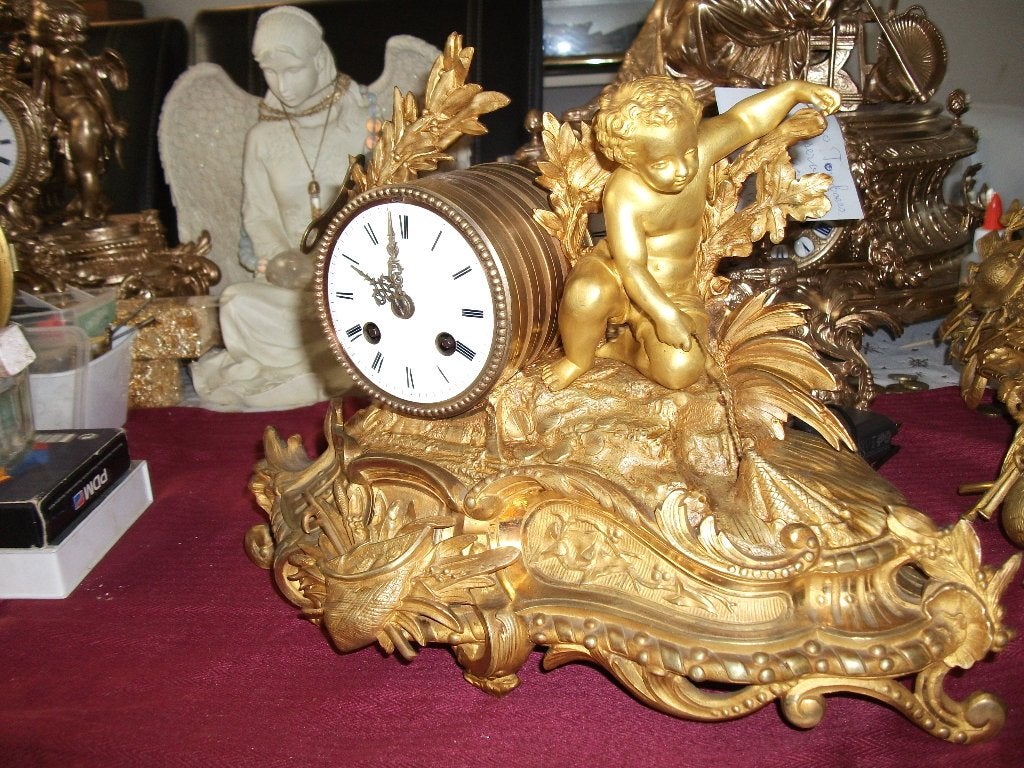 Antieke pendule  ( het vissertje ) uit 1852, Ophalen of Verzenden