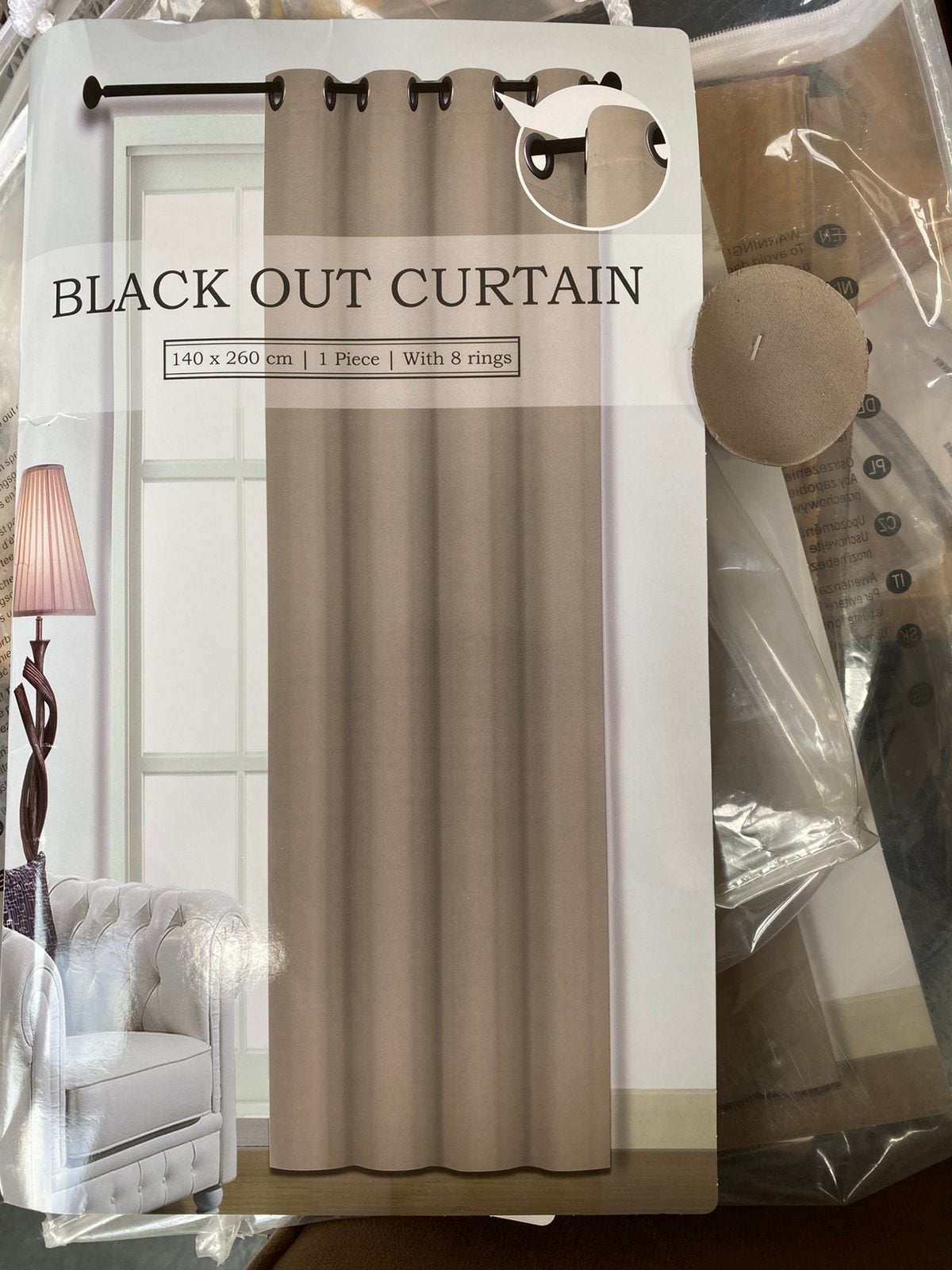 Gezocht: verduisterende gordijnen/ ringen/ taupe/140x260, Bruin, Ophalen of Verzenden, Gordijn, Polyester