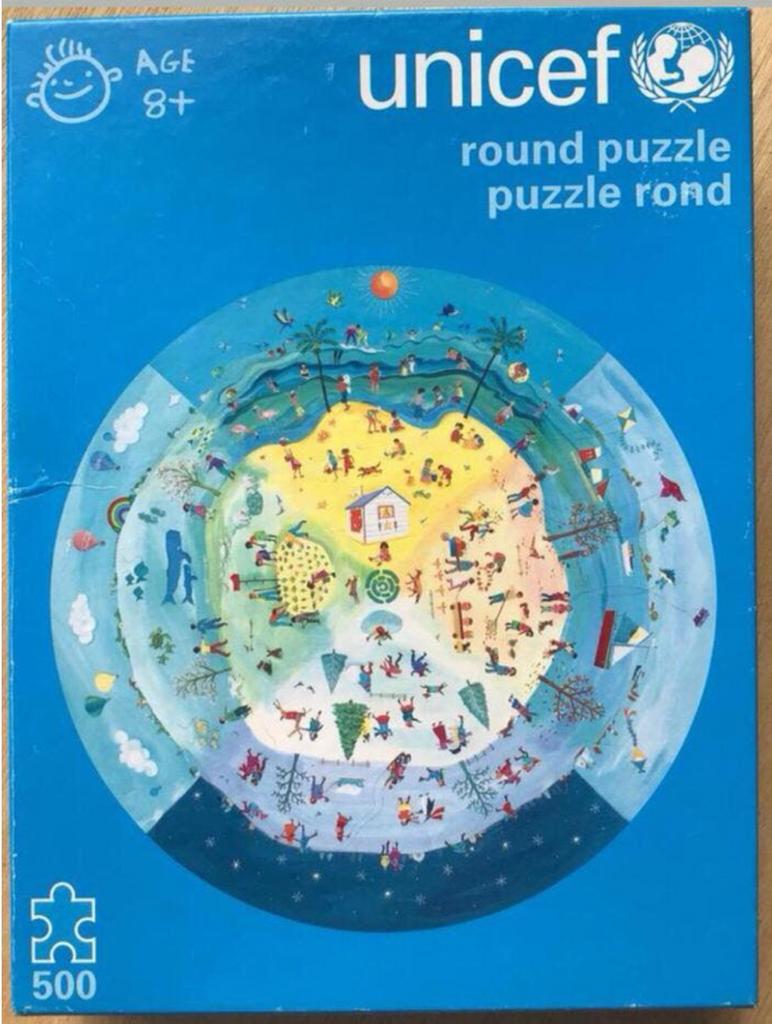 Ronde Unicef puzzel 9P2103 - ZGAN, Hobby en Vrije tijd, Denksport en Puzzels, Ophalen of Verzenden, Minder dan 500 stukjes, Zo goed als nieuw
