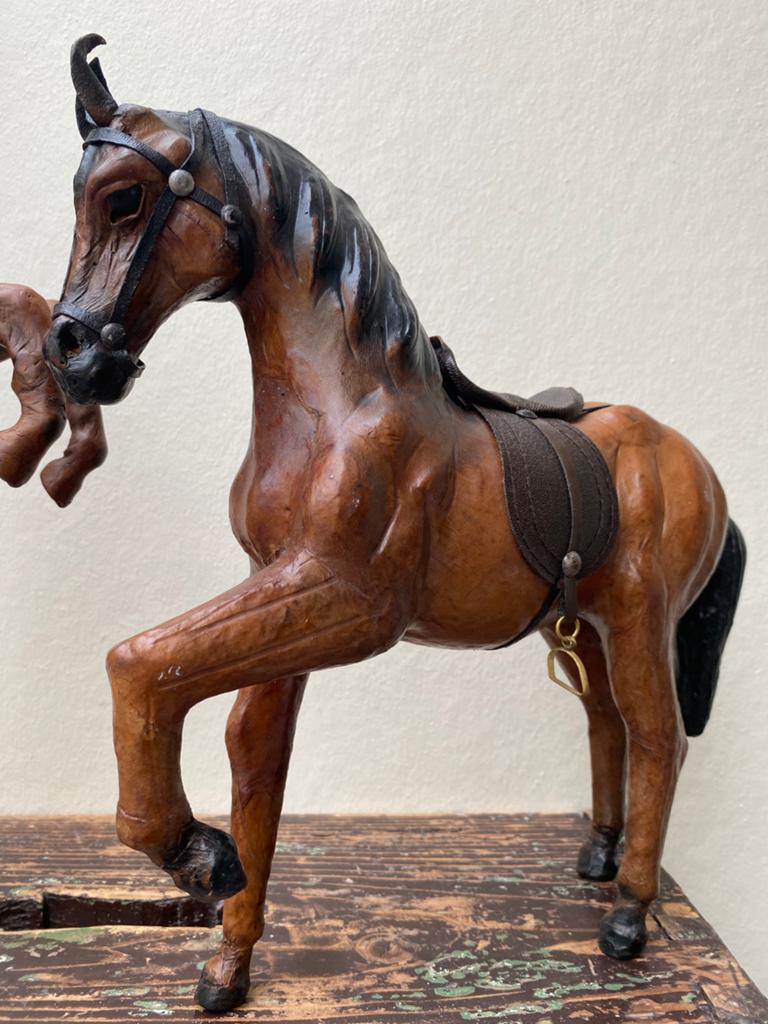 Vintage lederen paarden - Groot formaat!, Ophalen of Verzenden