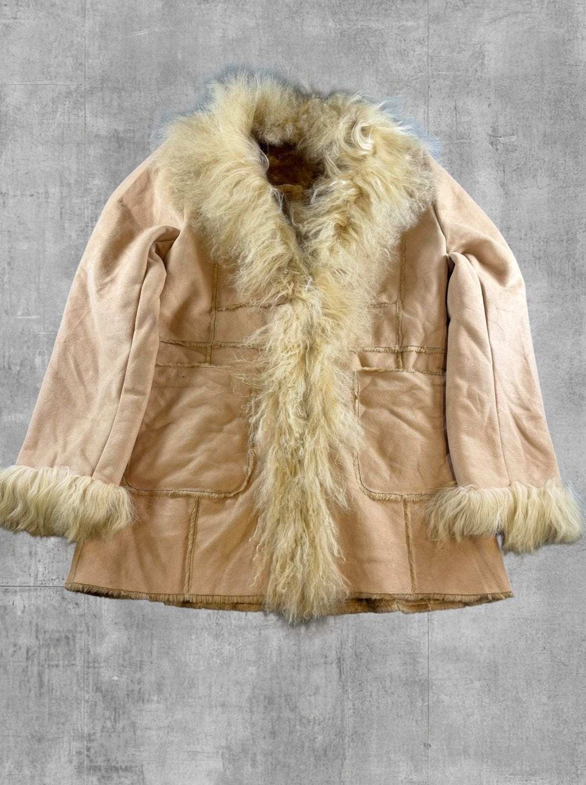Vintage Dressing Afghaanse jas grijs dames maat M, Maat 38/40 (M), Bayline Vintage Trading, Verzenden, Zo goed als nieuw