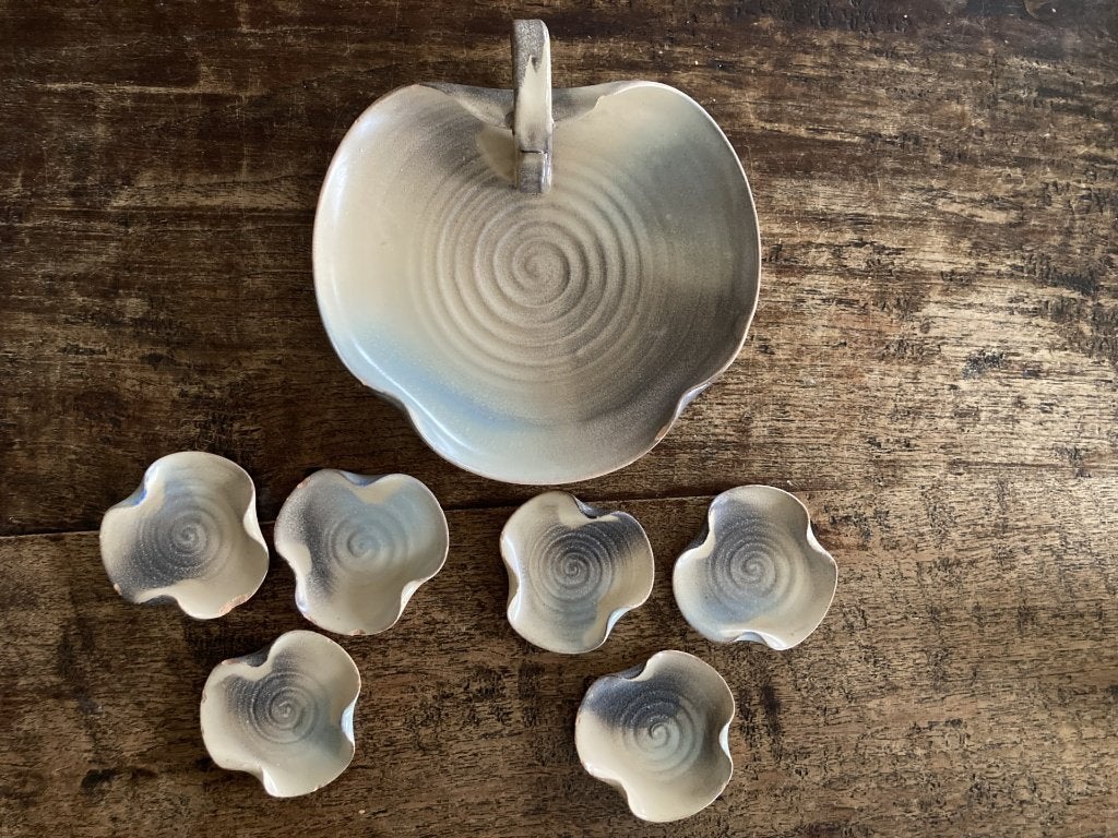 Brocante bonbonnière met handvat en kleine schaaltjes, Ophalen of Verzenden