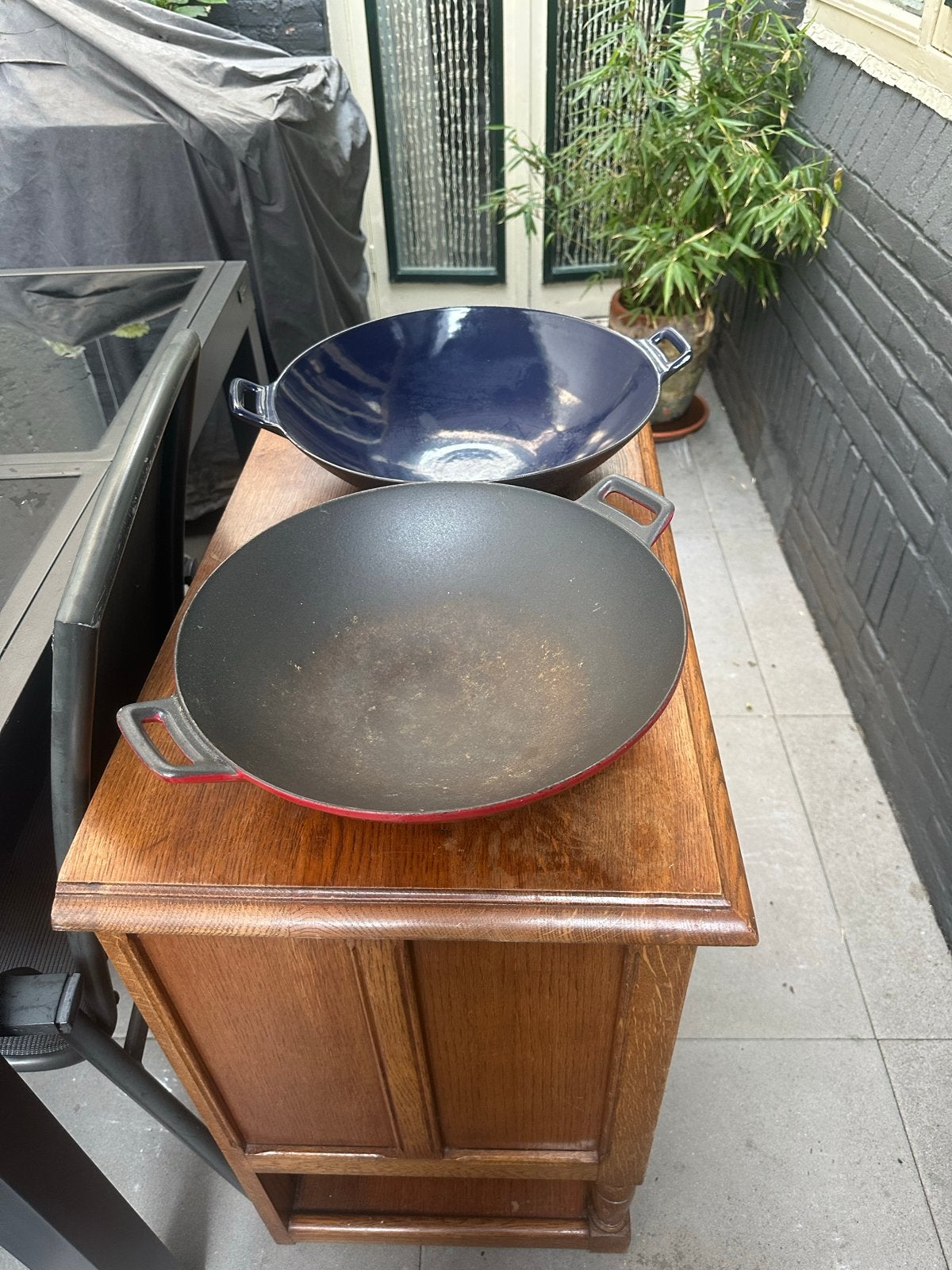 Gietijzeren Wokpan - Perfect voor Roerbakken!, Huis en Inrichting, Keuken | Potten en Pannen, Gebruikt, Ophalen of Verzenden, Wok