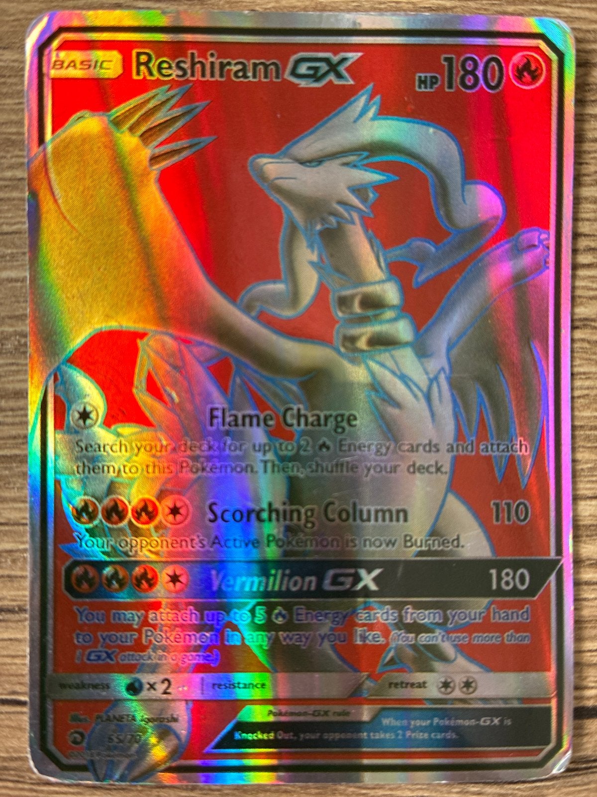 Reshiram GX Pokémon Kaart - Full Art Foil, Ophalen, Gebruikt, Losse kaart, Foil