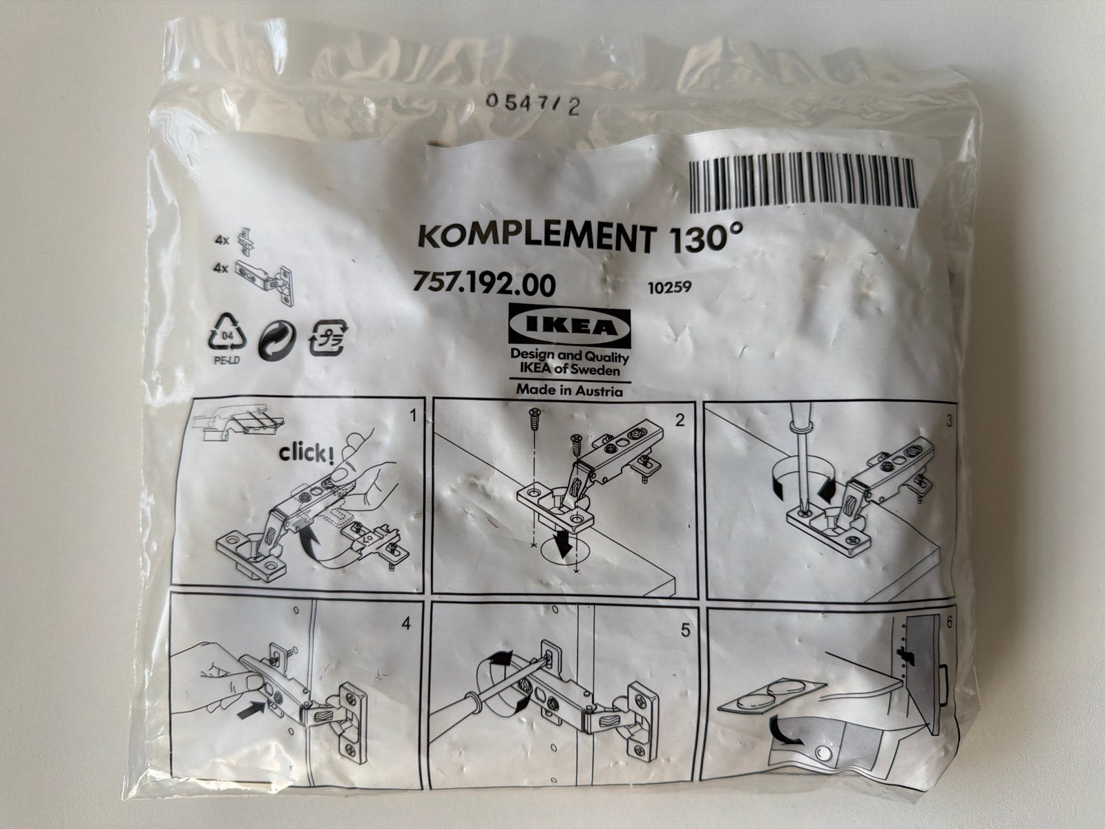 IKEA KOMPLEMENT Scharnieren 130 (1 set nieuw in verpakking), Doe-het-zelf en Verbouw, Ophalen of Verzenden, Nieuw, Overige materialen