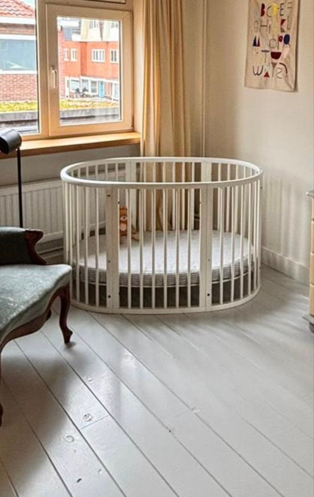 Stokke Sleepi Mini en Bed (Wit) met alle items en 2x matras, Ophalen, 70 tot 85 cm, 140 tot 160 cm, Zo goed als nieuw