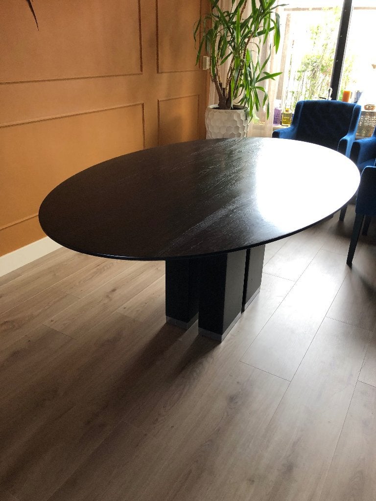 Massief eiken ovale tafel zwart  NIEUW !!!!!!, Huis en Inrichting, Tafels | Eettafels, Ophalen, 150 tot 200 cm, Eikenhout, Ovaal
