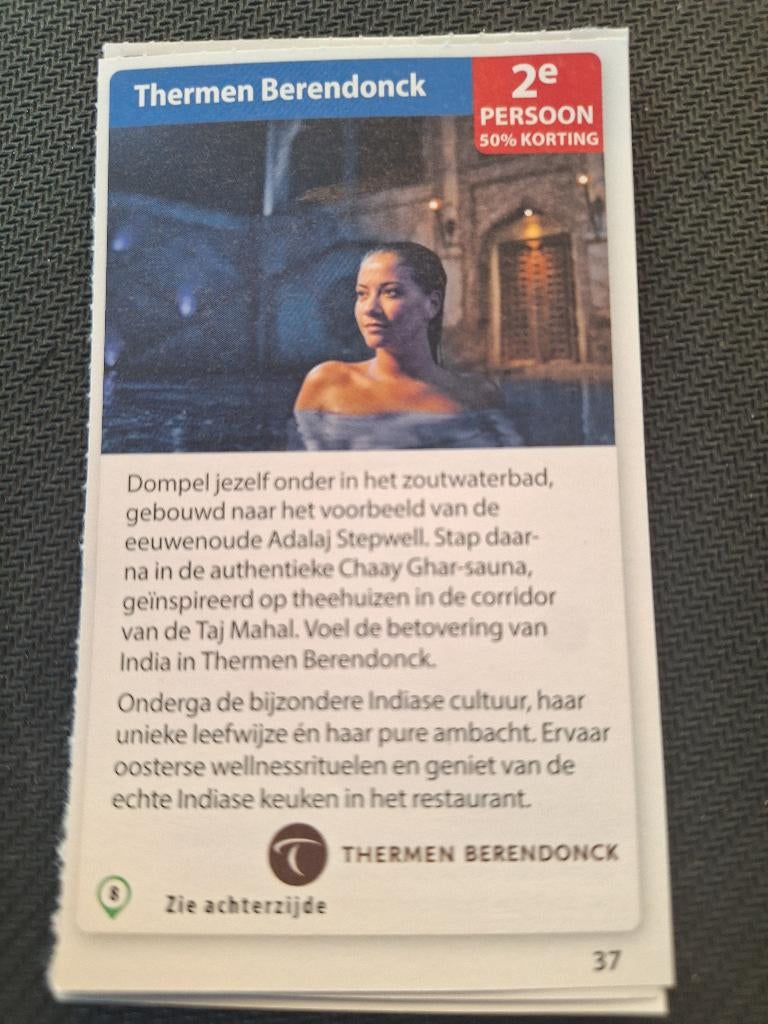 8-2026 Thermen Berendonck 2e persoon 50% korting, Tickets en Kaartjes, Drie personen of meer, Kortingsbon, Spa of Sauna