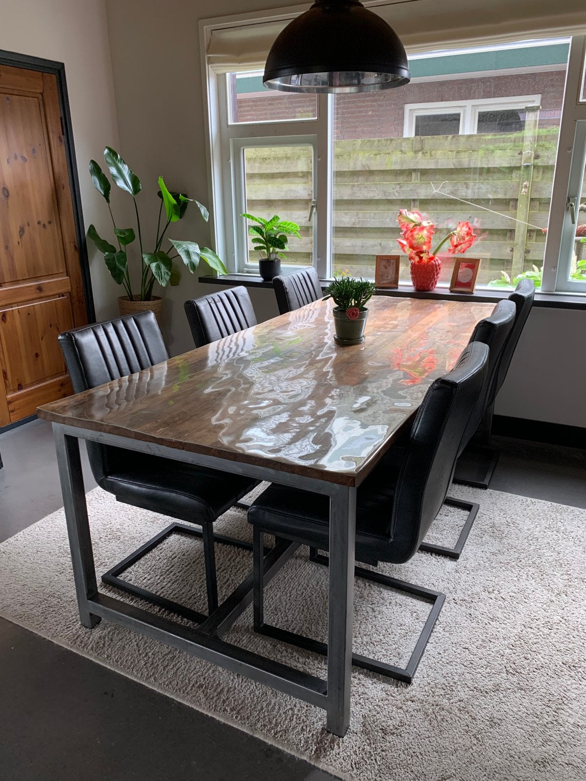 Teakhouten tafel 6-8 pers. | met tafelzeil, Huis en Inrichting, Tafels | Eettafels, Ophalen, Teakhout, 200 cm of meer, 50 tot 100 cm