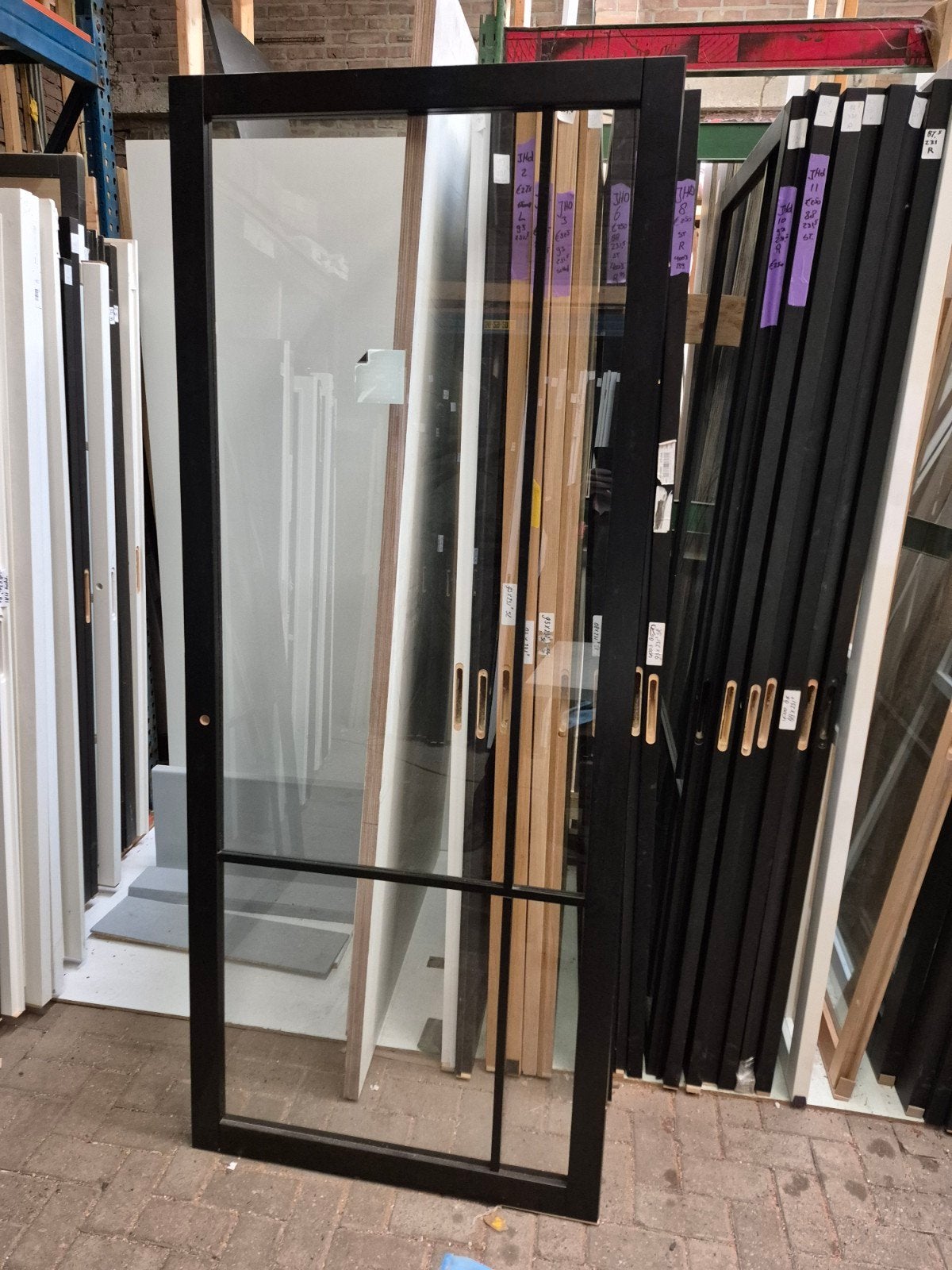 93x231,5cm binnendeur opdek R staallook zwart blank gl JHD12, Doe-het-zelf en Verbouw, Deuren en Horren, Ophalen, 80 tot 100 cm