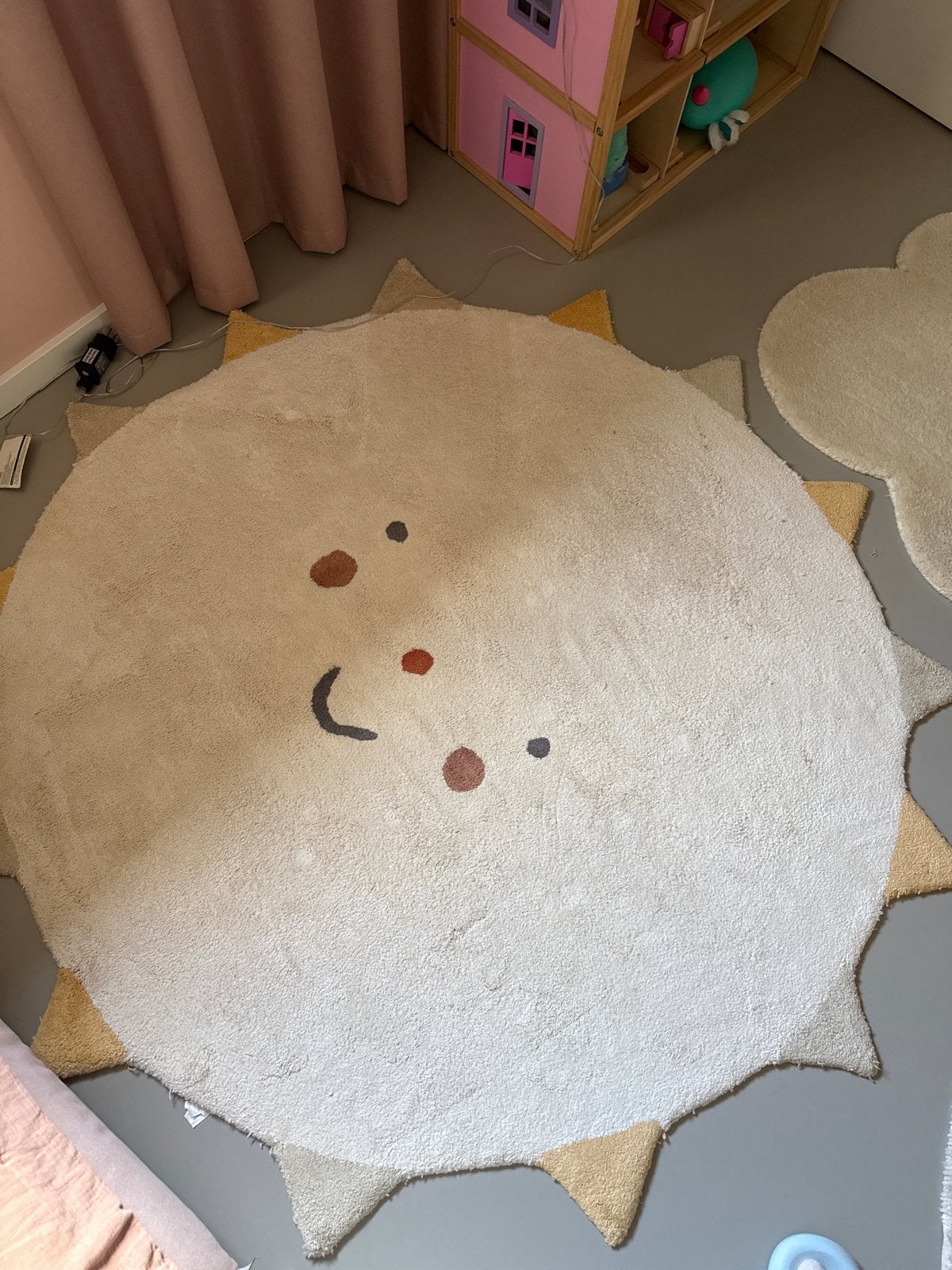 Wollen vloerkleed kinderkamer zon 1.8m, Beige, 150 tot 200 cm, Rond, Ophalen of Verzenden