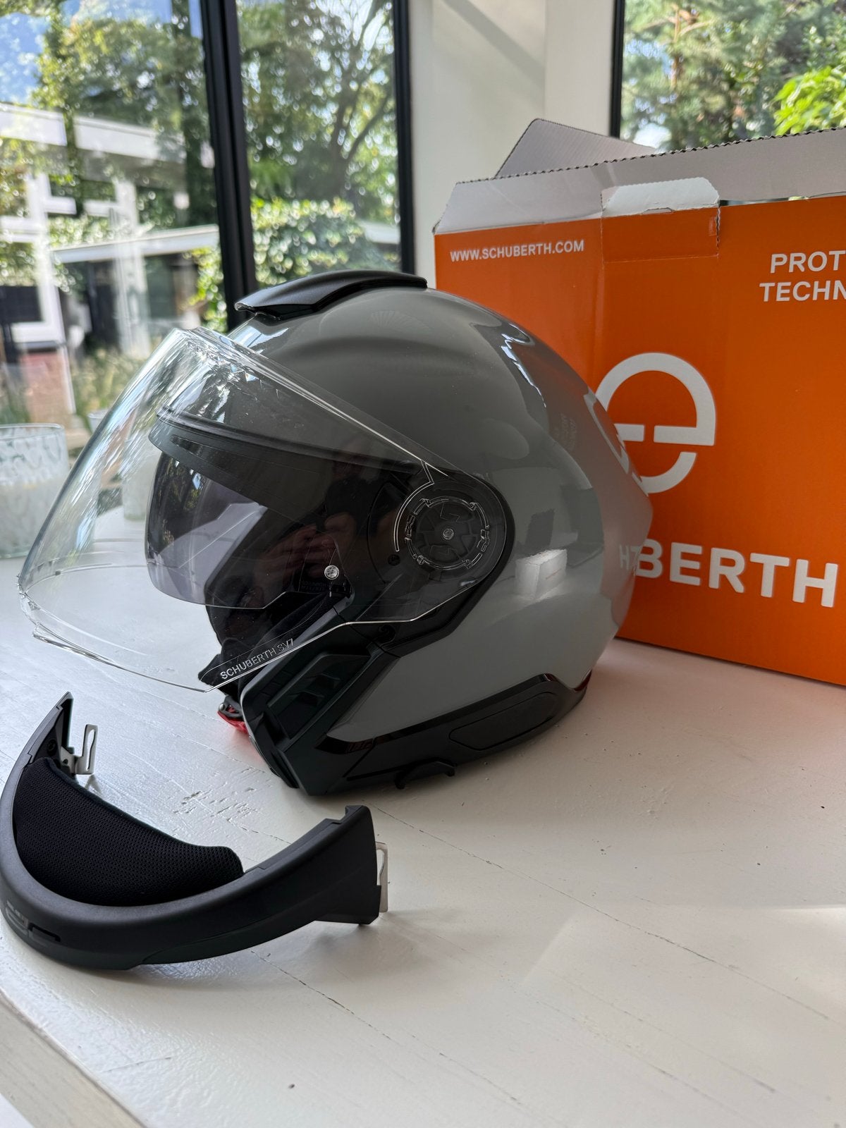 Schuberth J2 Jethelm - Concrete Grey - Maat 61 (XL), Motoren, Overige merken, Ophalen of Verzenden, Tweedehands, XL