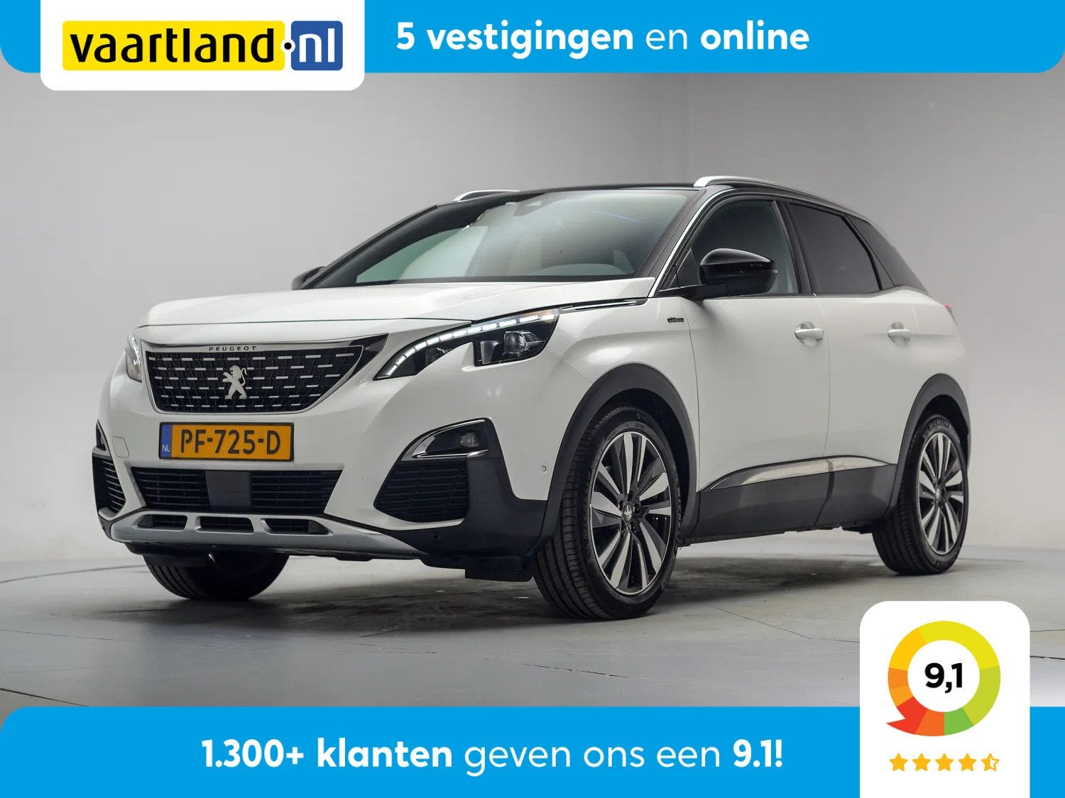 Peugeot 3008 1.6 e-THP 165pk GT Line Aut. [ Trekhaak Panoram, Auto's, 4 cilinders, Wit, Bedrijf, 165 pk