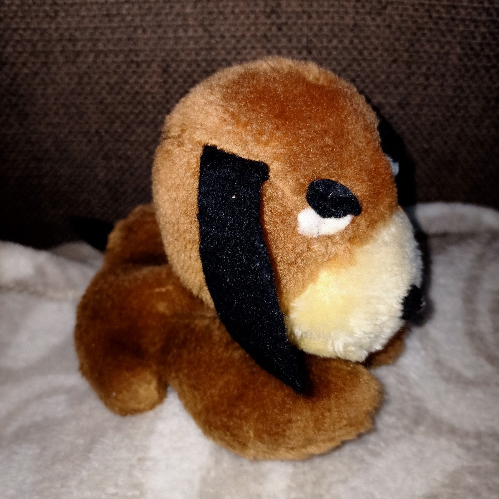 Vintage bruin beanie hondje., Overige merken, Zo goed als nieuw, Korrelvulling, Klein (minder dan 20 cm)