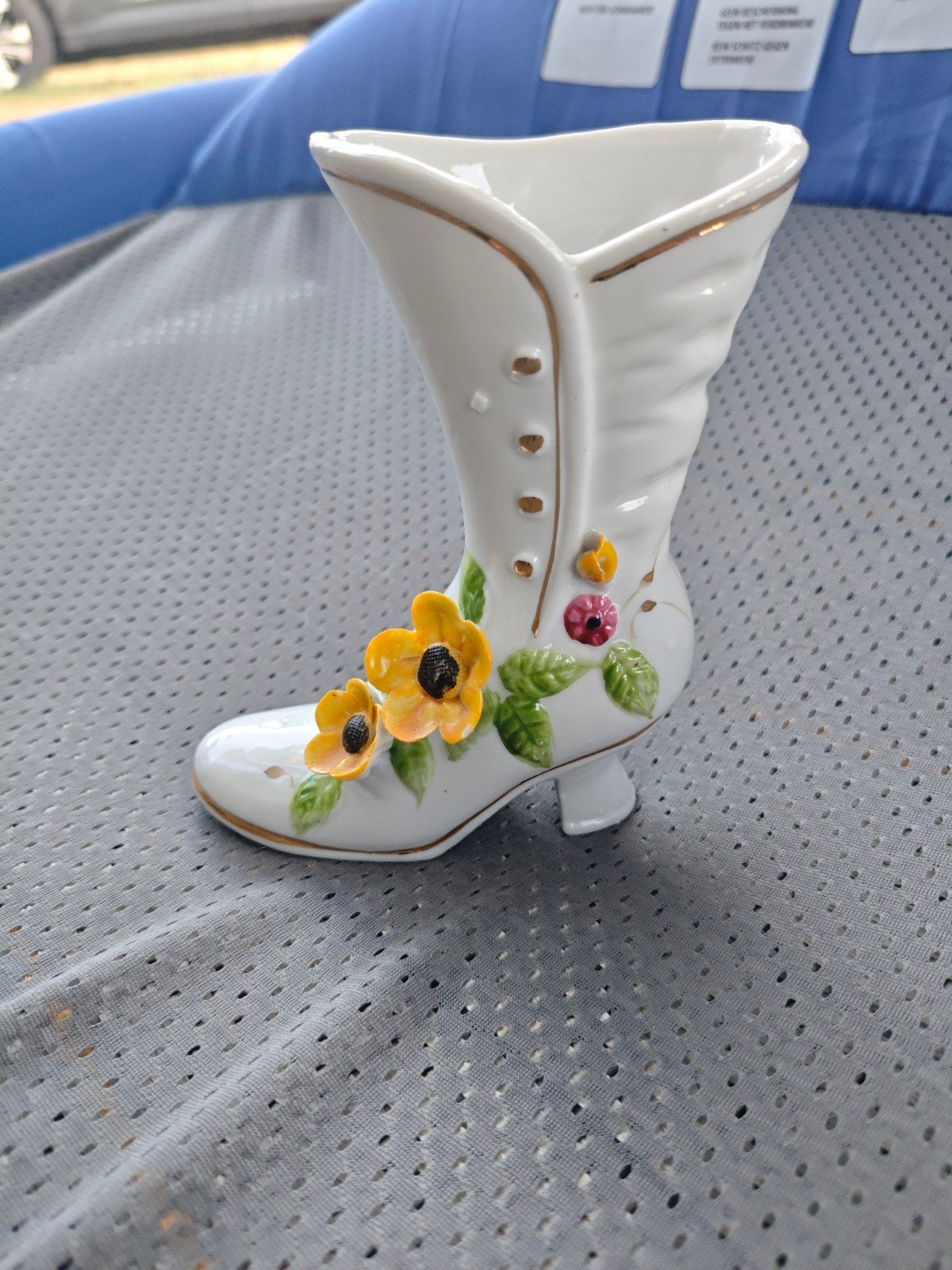 Fleurig Frans porseleinen laarsje met bloemen, Ophalen of Verzenden
