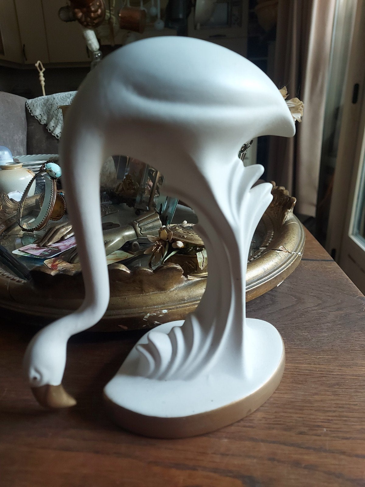Prachtige sierlijke Vintage Bisquit Porselein Flamingo, Ophalen of Verzenden