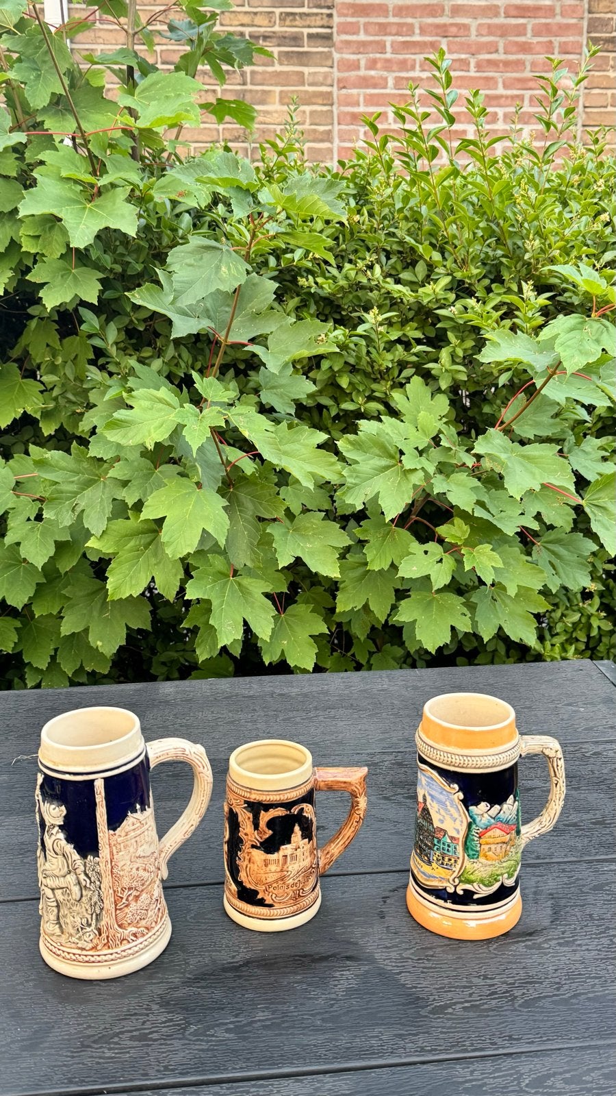 Set van 3 vintage bierpullen - Duitsland / Brussel souvenirs, Verzamelen, Ophalen of Verzenden, Gebruikt