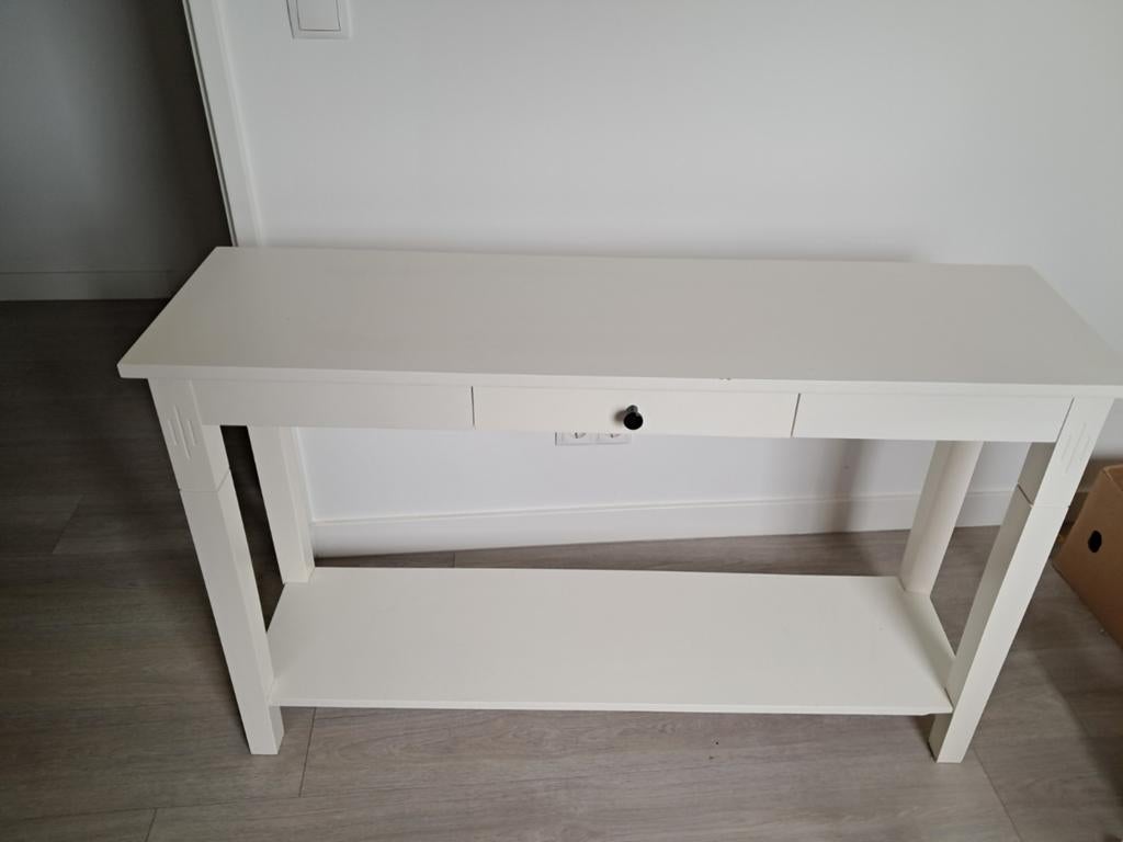 Witte console tafel met lade en plank - 120x33x75cm, Huis en Inrichting, Ophalen, Gebruikt, 100 tot 150 cm, Modern, Scandinavisch