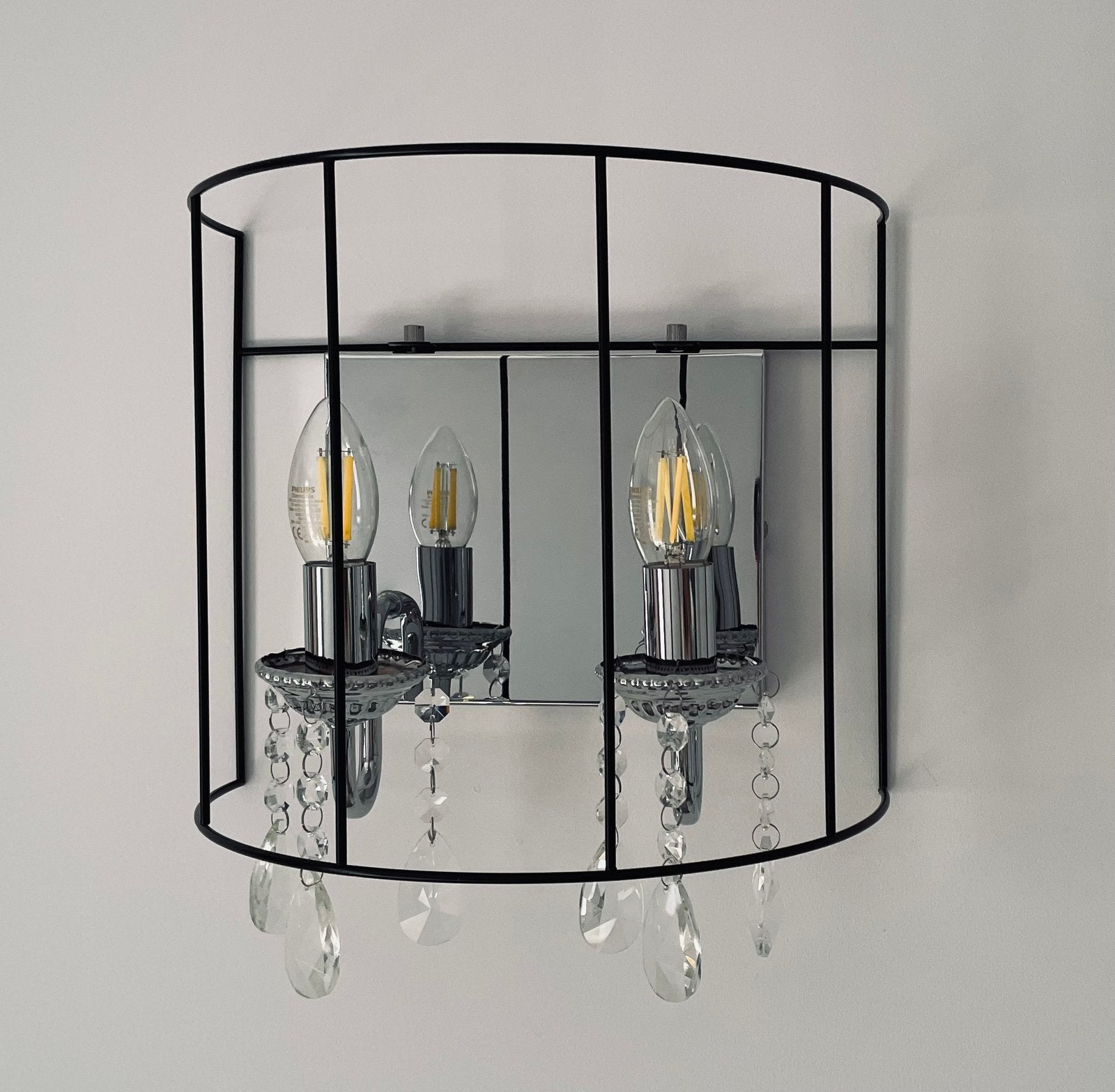 Wandlamp met kristalhangers (kunsstof), Ophalen of Verzenden, Zo goed als nieuw, Kunststof