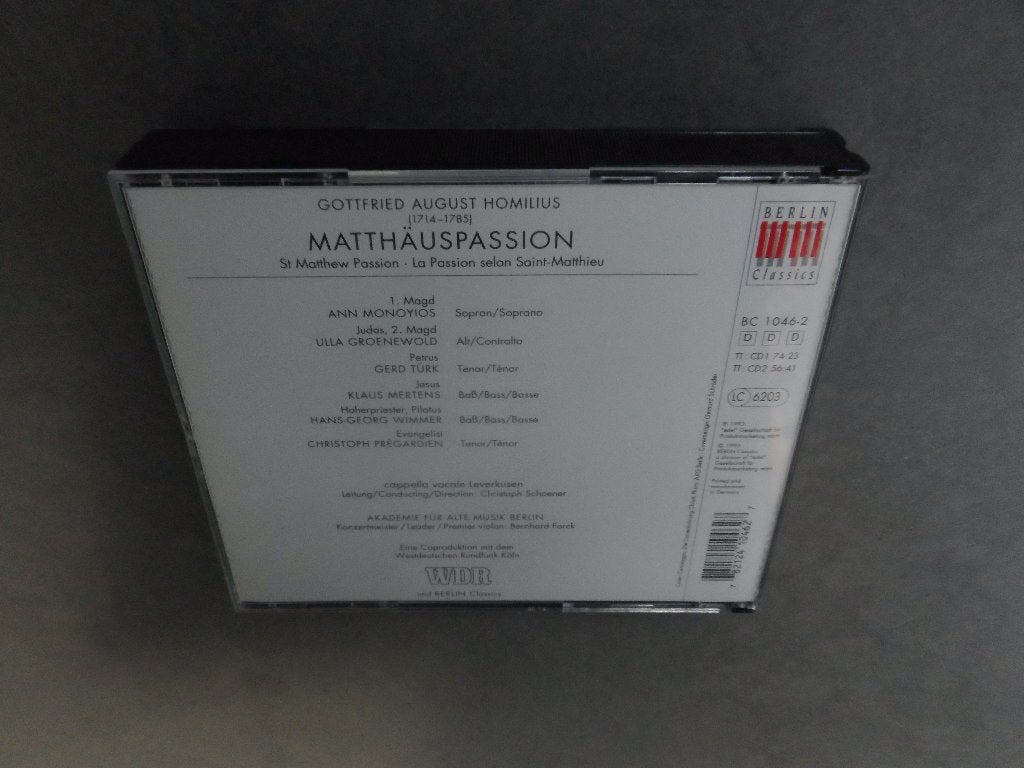 Gottfried August Homilius / Matthäuspassion - 2CD, Verzenden, Barok, Gebruikt