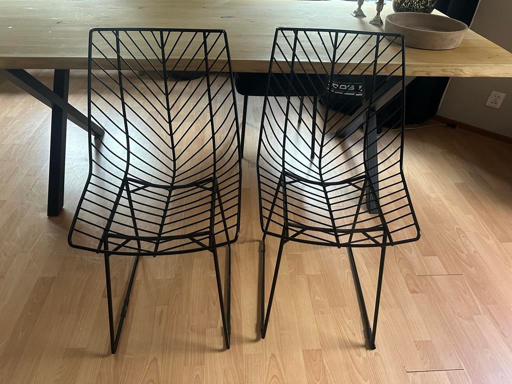 2 Zwarte Sissy-Boy Eetkamerstoelen van Staaldraad, Huis en Inrichting, Stoelen, Zo goed als nieuw, Twee, Metaal, Zwart, Ophalen