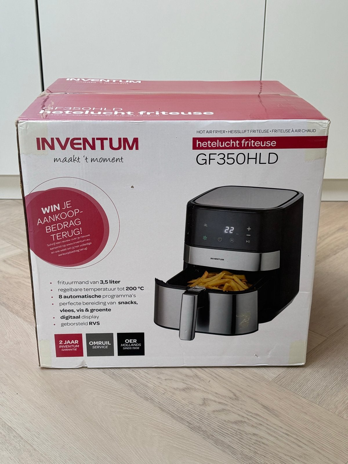 Inventum GF350HLD Heteluchtfriteuse - Nieuw in doos, 3 tot 4 liter, Ophalen of Verzenden, Nieuw, Uitneembare binnenpan