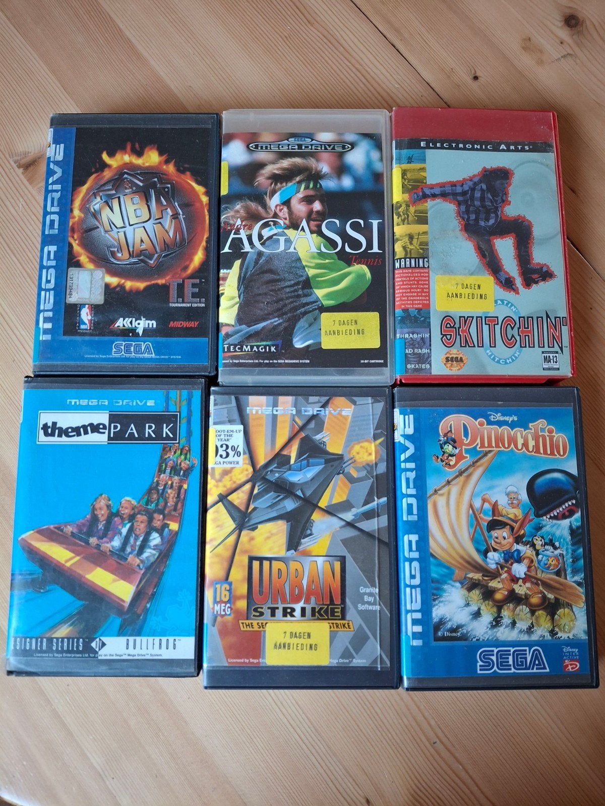 Sega Mega Drive 6 games- NBA Jam, Pinocchio, etc., Gebruikt, 1 speler, Ophalen of Verzenden, Vanaf 7 jaar