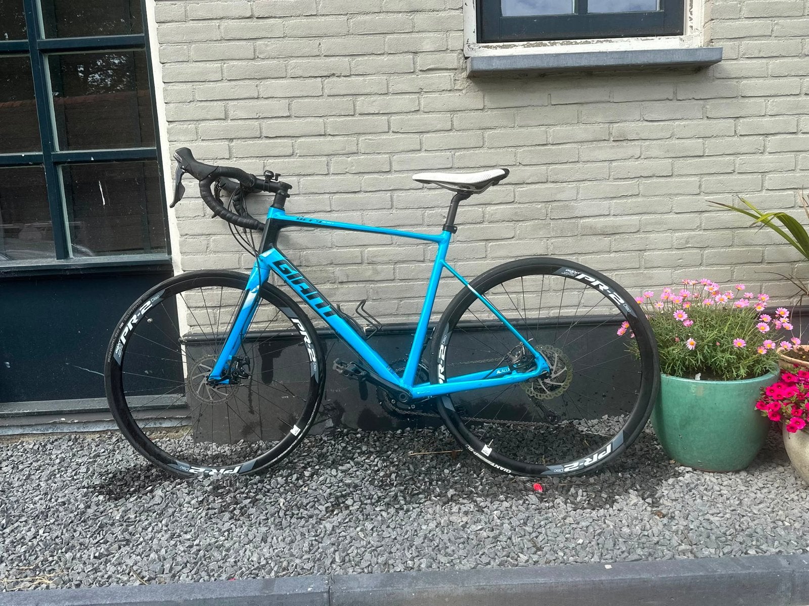 Giant defy racefiets, lichtblauw, Fietsen en Brommers, Fietsen | Racefietsen, 28 inch, Heren, Aluminium, Zo goed als nieuw