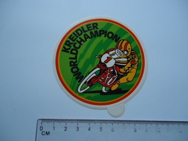 sticker oud Kreidler WORLDCHAMP Van Kessel De Vries race, Verzenden, Zo goed als nieuw, Bedrijf of Vereniging