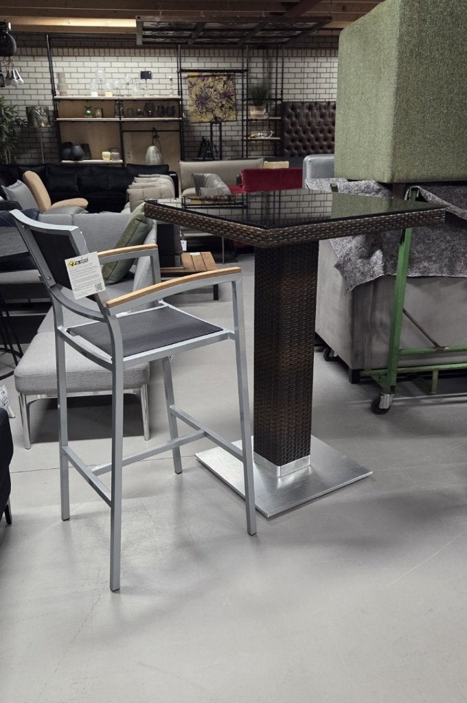 Vierkante bartafel statafel tuintafel wicker horeca terras, Ophalen, 5 krukken of meer, Zo goed als nieuw, 90 cm of meer
