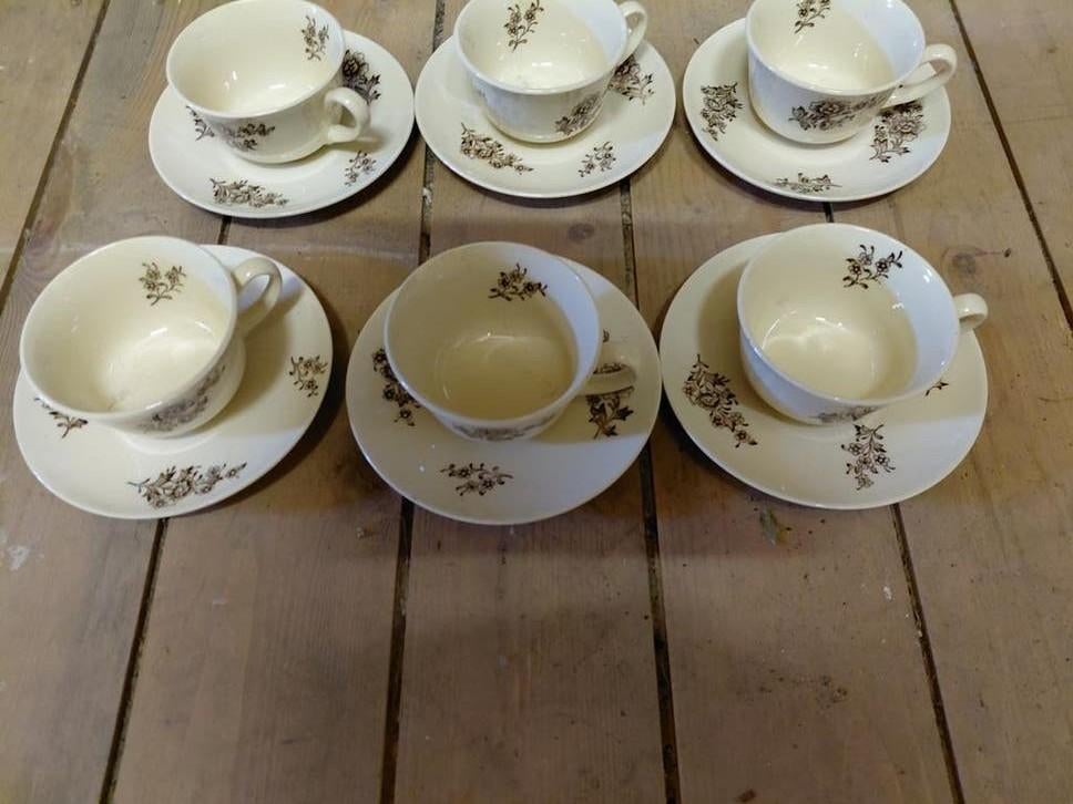 6 oude kop en schotels, Ophalen of Verzenden