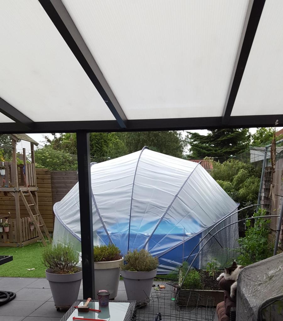 Intex opzetzwembad met koepel en accessoires, Tuin en Terras, Ophalen, Gebruikt, Opzetzwembad, 200 tot 400 cm
