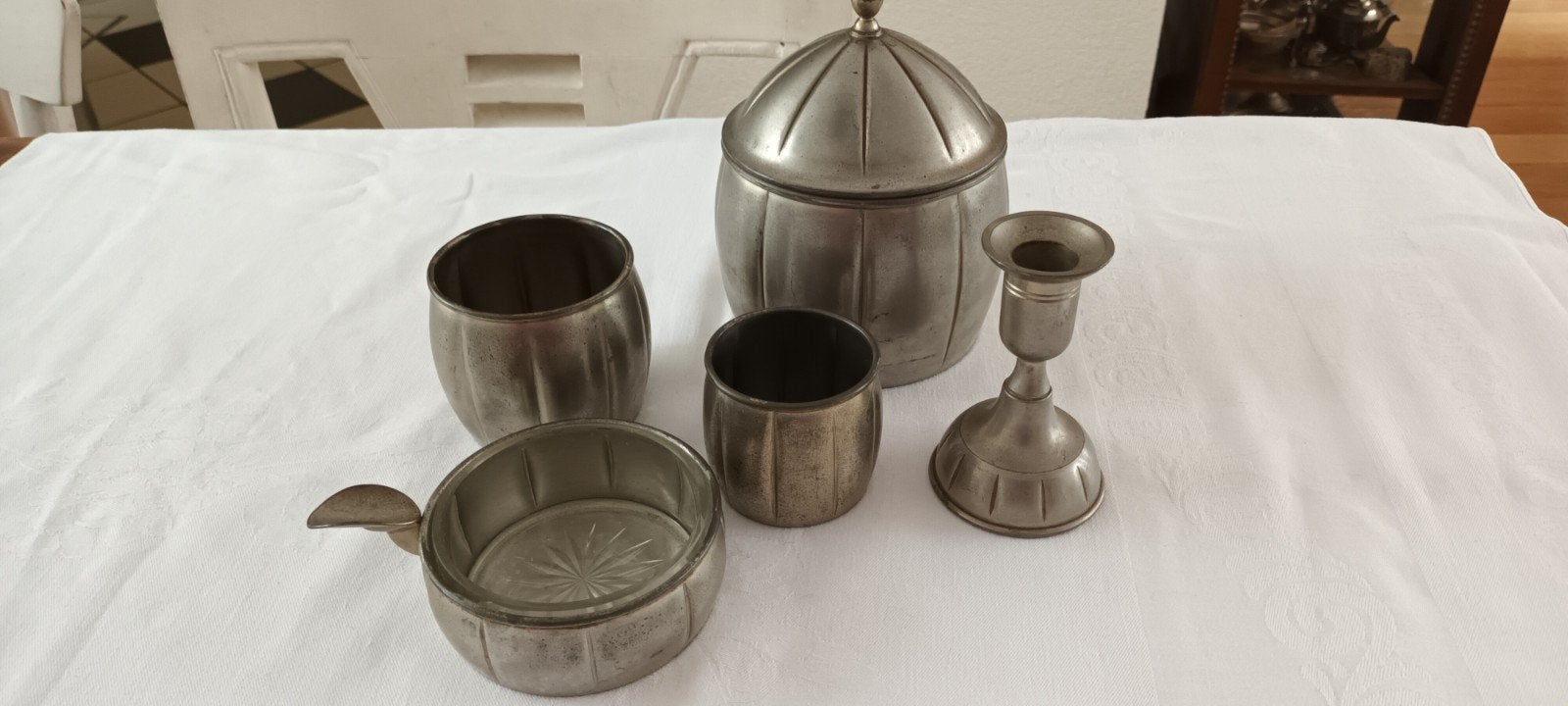 Vintage Tinnen Rookset, 7-delig, Ophalen of Verzenden