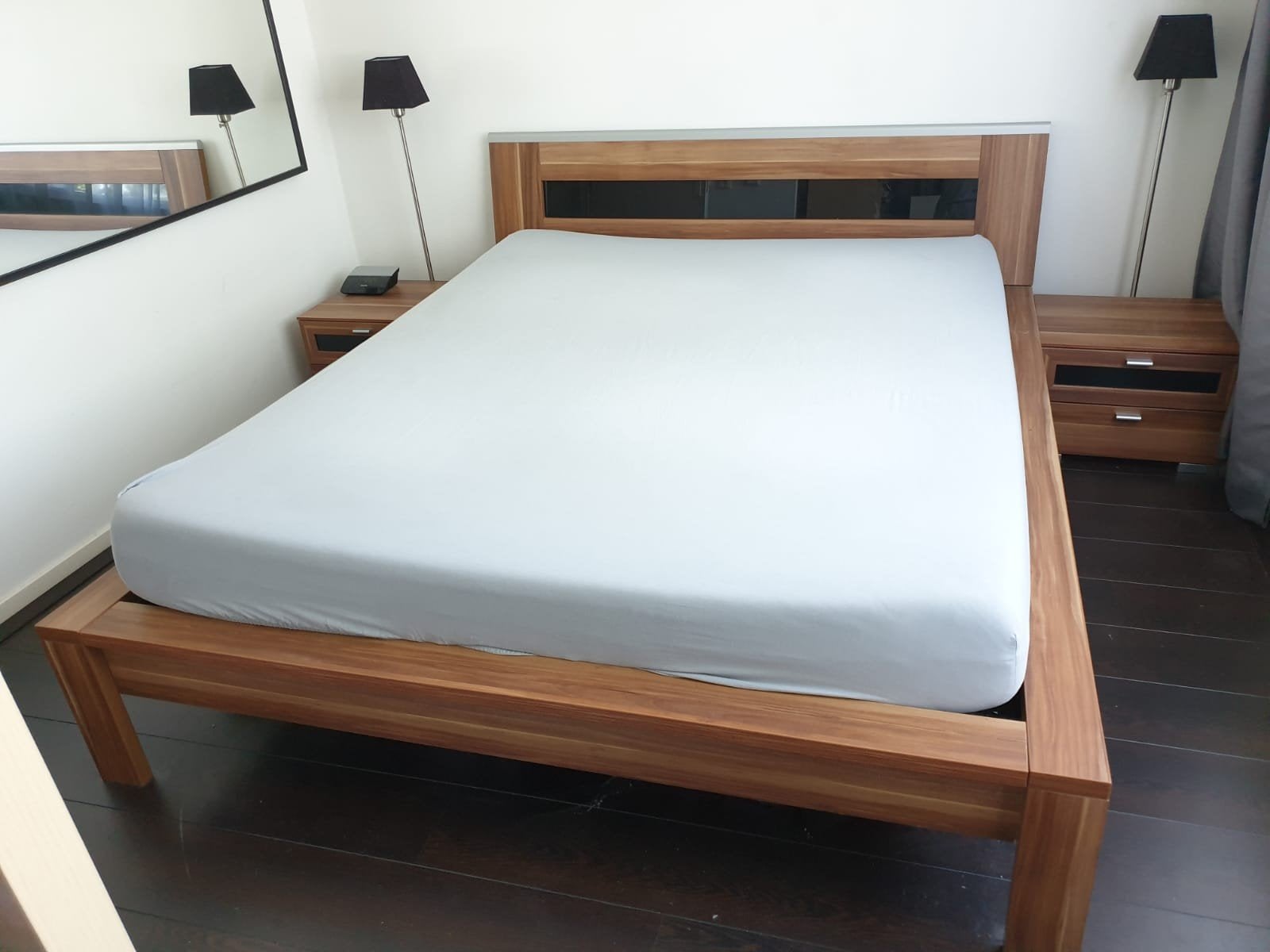 Tweepersoons ledikant 160x200 + 2 nachtkastjes, Ophalen, Tweepersoons, 200 cm, 160 cm