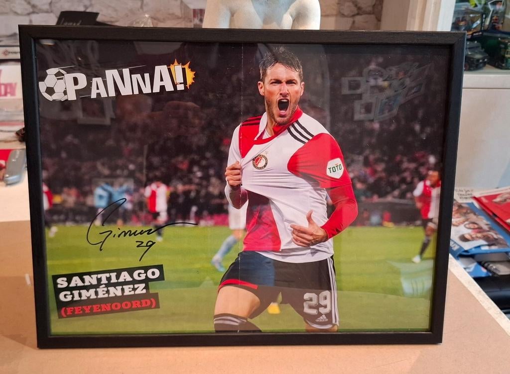 Gimenez feyenoord ingelijste poster met handtekening, Maat XL, Ophalen of Verzenden, Clubaccessoires