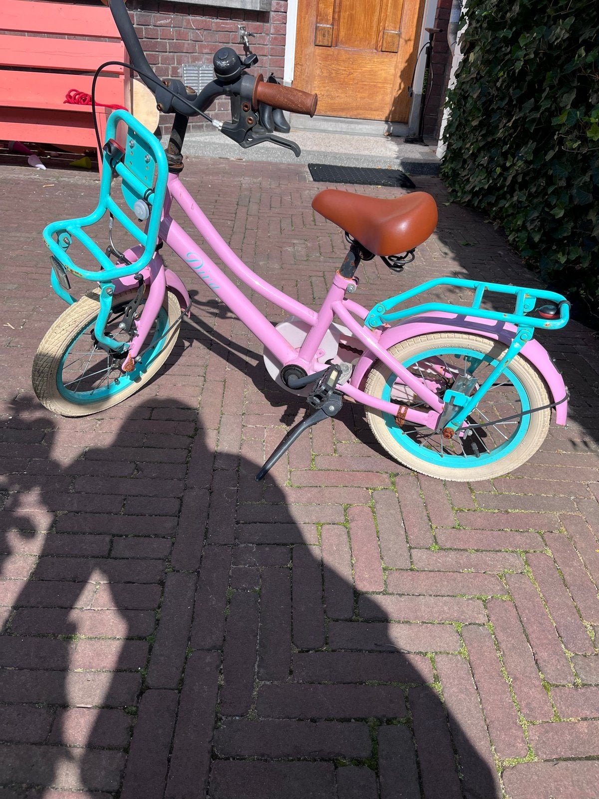 Diva kinderfiets 14 inch - Roze/Turquoise, Fietsen en Brommers, Ophalen, Gebruikt, Minder dan 16 inch