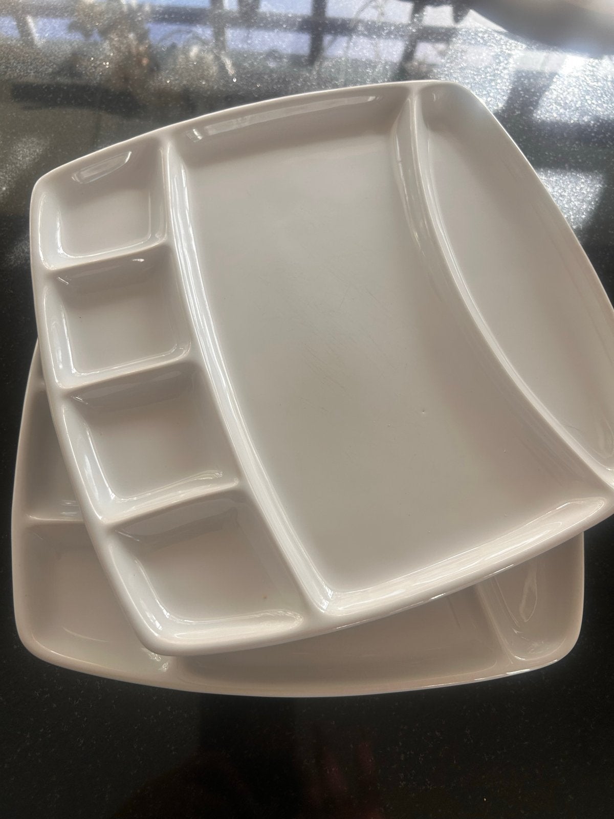 BBQ borden met vakjes - ideaal voor sauzen en bijgerechten, Ophalen, Gebruikt, Keramiek, Bord(en)