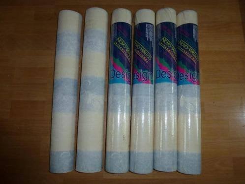 5 rollen blauw geel behang, Huis en Inrichting, Stoffering | Behang, Ophalen, Geel