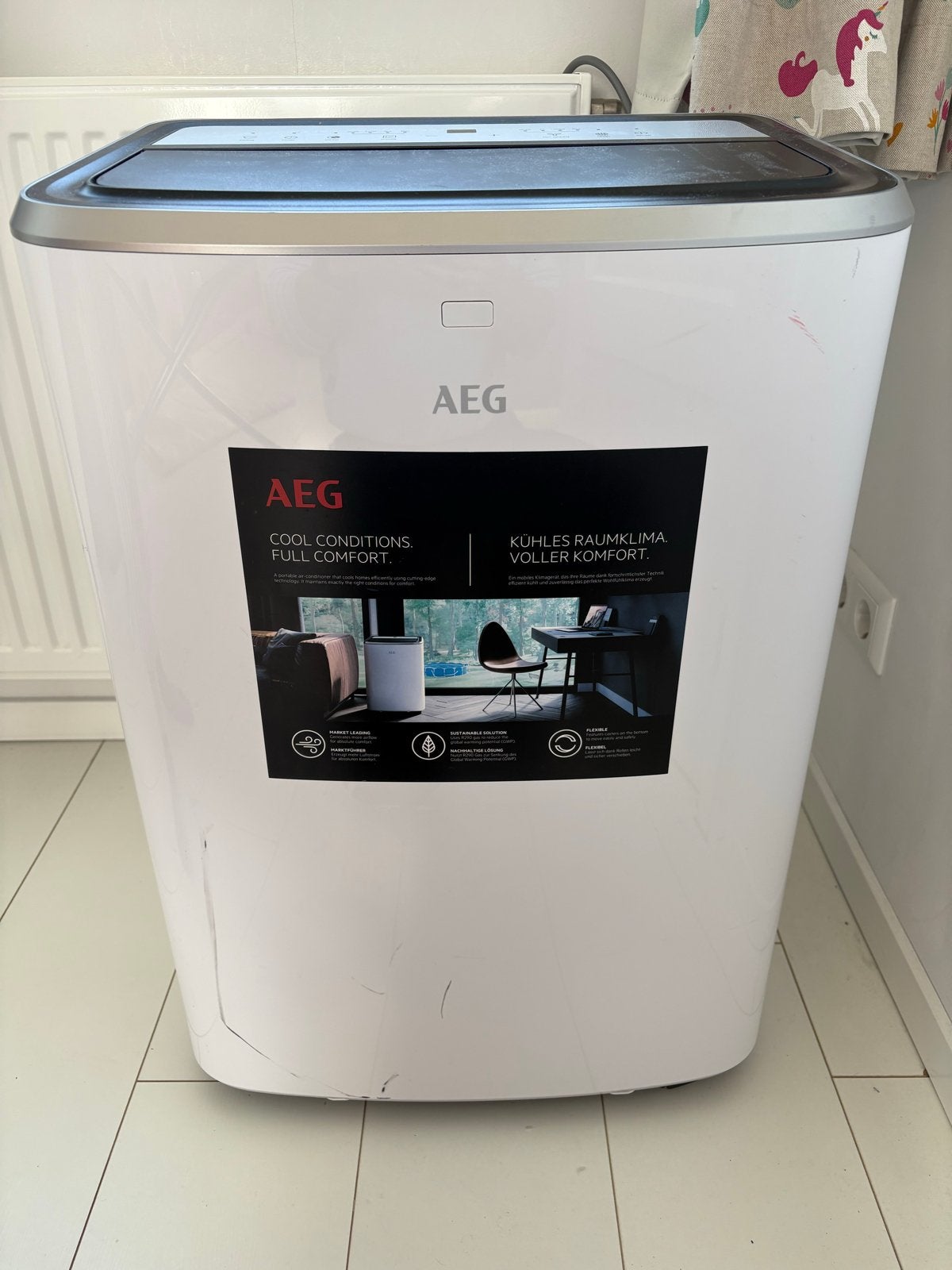 AEG AXP26U338CW Mobiele Airco met Afstandsbediening, Ophalen, Gebruikt, Minder dan 60 m³, 3 snelheden of meer