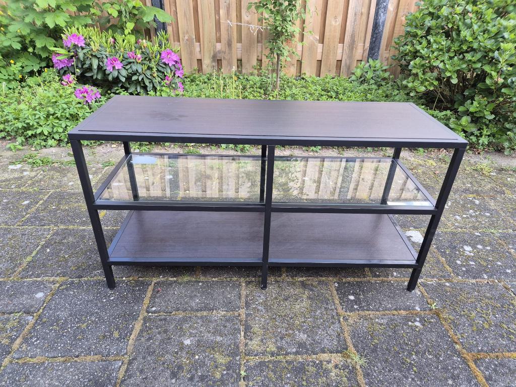 IKEA VITTSJÖ sidetable / tv-meubel bruinzwart, Huis en Inrichting, Tafels | Sidetables, Ophalen, 100 tot 150 cm, Zo goed als nieuw