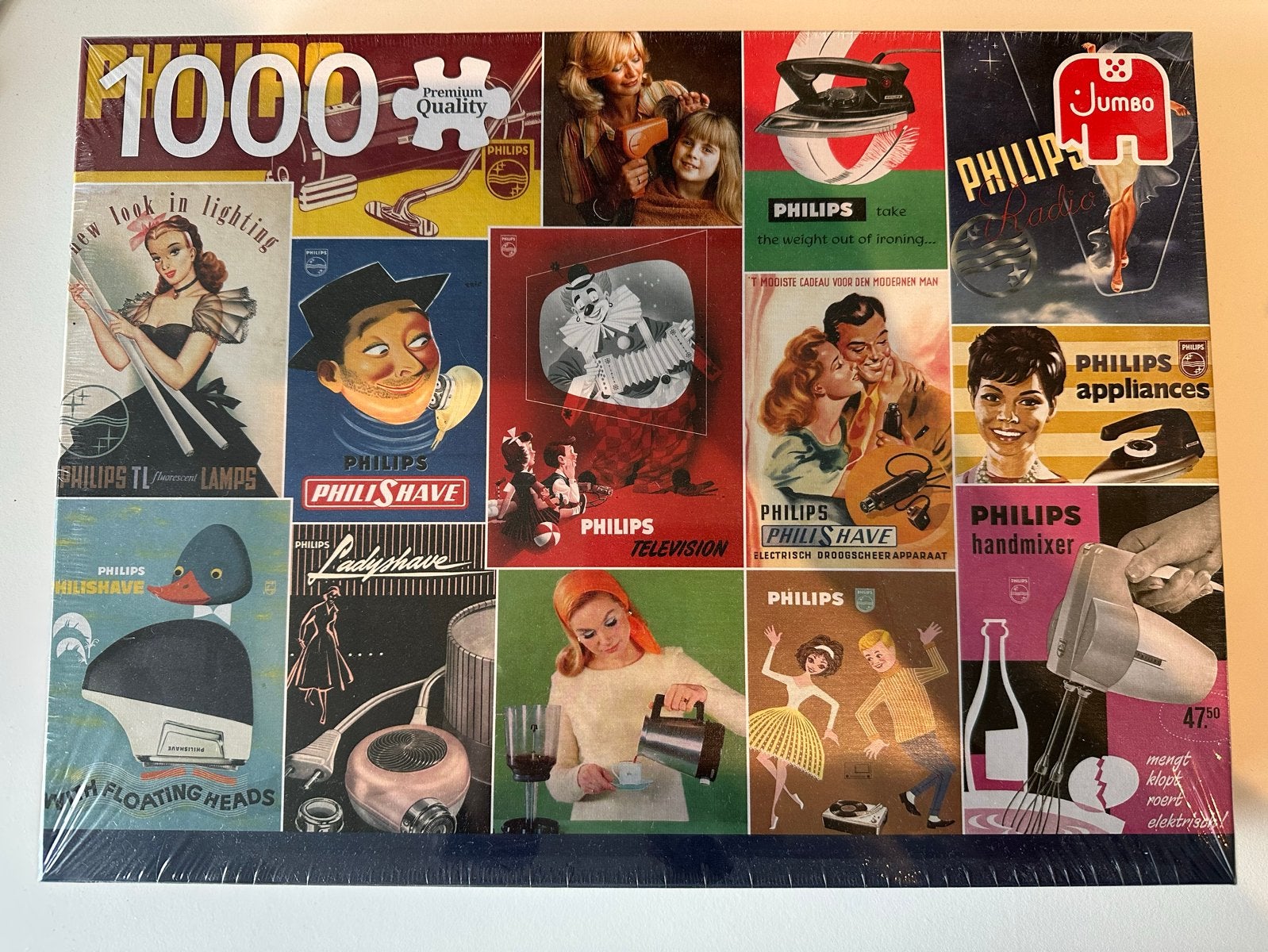 Philips Puzzel 1000 stukjes - Nostalgische Reclames, Ophalen, 500 t/m 1500 stukjes, Nieuw, Legpuzzel