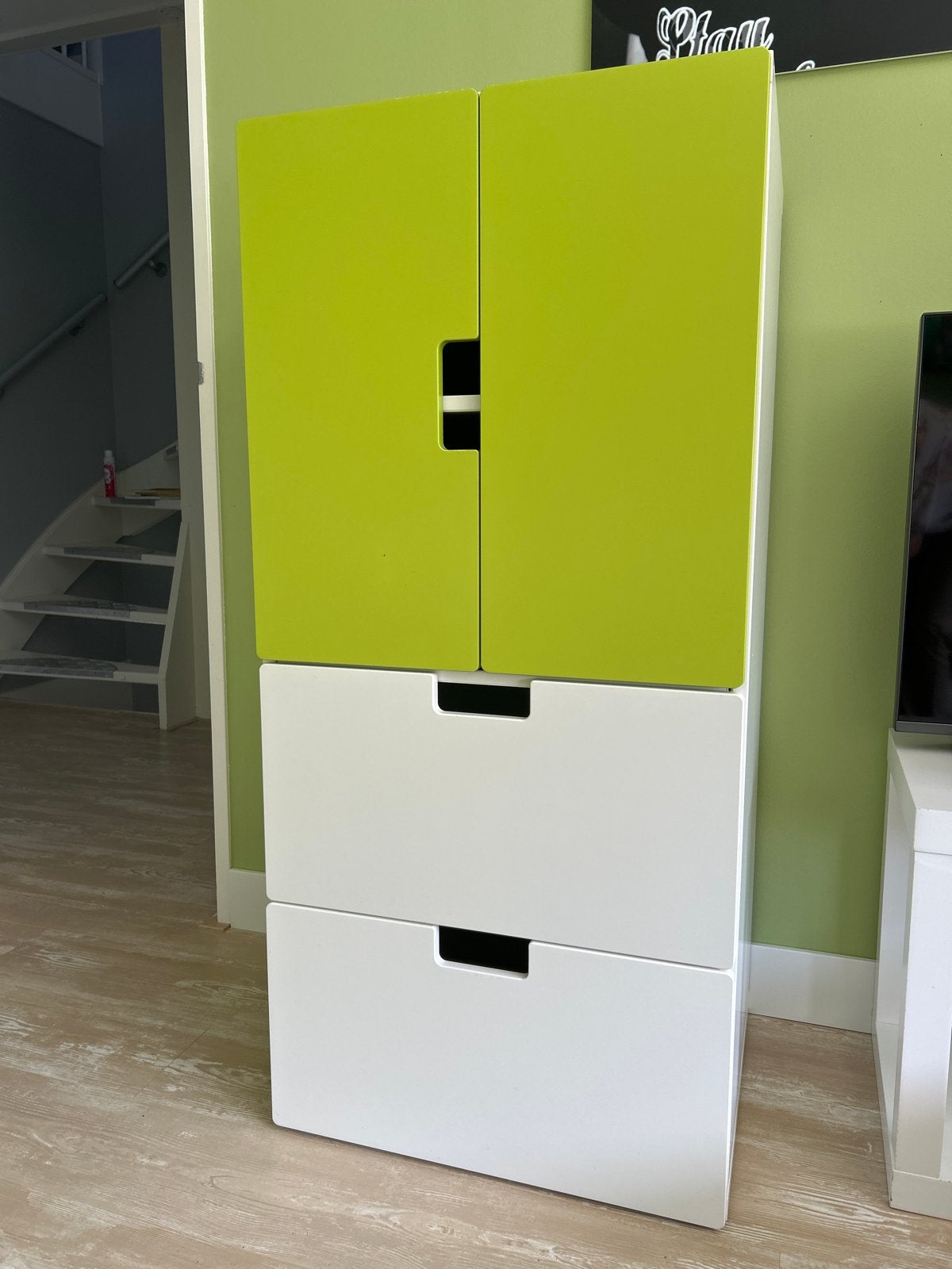 IKEA STUVA Kast met lades en deuren - Groen/Wit, Ophalen, Gebruikt, 50 tot 100 cm, Met lade(s)