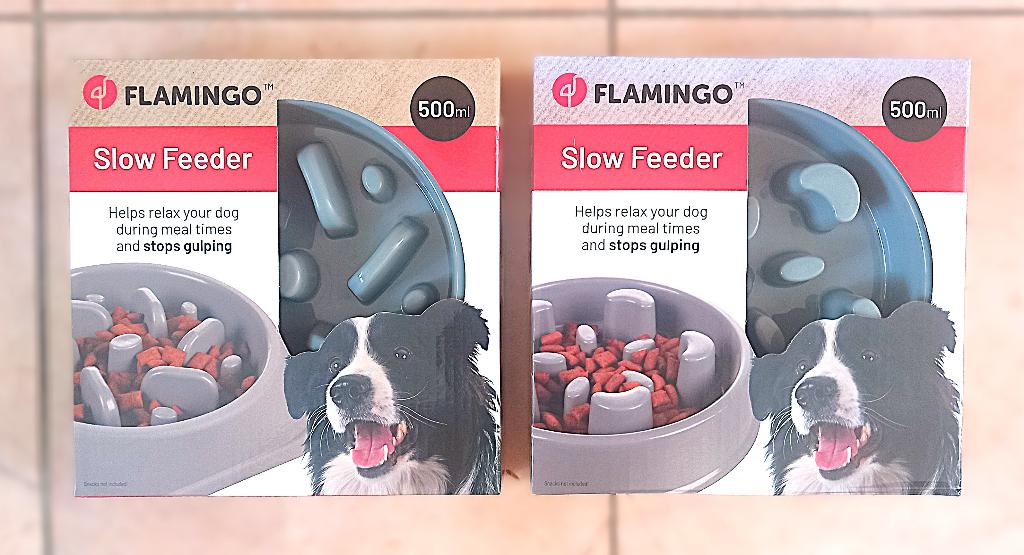 4x Flamingo slowfeeder - Bobo en Baba - 500 ml, Dieren en Toebehoren, Ophalen of Verzenden, Anti-schrok, Nieuw