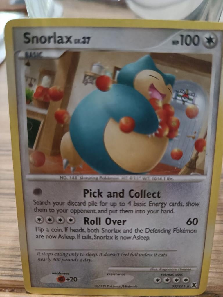 Pokémon Kaart Snorlax LV.37 (33/111) -  Goede Staat, Ophalen of Verzenden, Zo goed als nieuw, Losse kaart