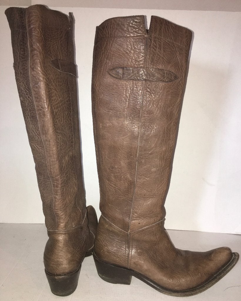GIANNI BARBATO Stoere bruine geheel leren COWBOY laarzen 37, Hoge laarzen, Gianni Barbato, Bruin, Ophalen of Verzenden