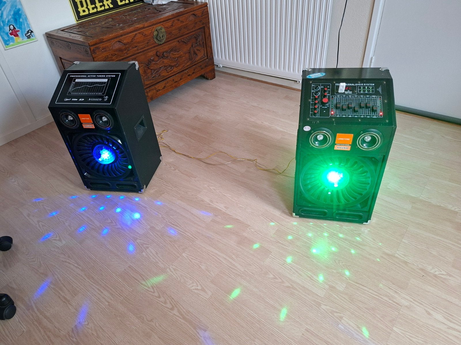 Langting F789 Party Speaker Set met Lichteffecten en Karaoke, Overige merken, Gebruikt, Inclusief kabels, Party speaker